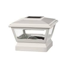 5 In X 5 In Vinyl Solar Light White Pyramid Post Cap With White Base Walmart Com Walmart Com