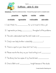 Suffix Able And Ible Worksheet Suffixes Worksheets Vowel Worksheets Digraph Words