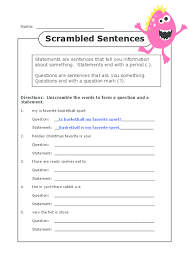 Scrambled Sentences Kidspressmagazine Com Sentence Scramble Sentences Free English Worksheets
