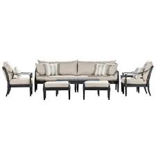 Rst Brands Astoria 8 Piece Patio Seating Set With Slate Grey Cushions Op Alss8 Ast Slt K The Home Depot Black Patio Furniture Patio Seating Sets Patio Seating