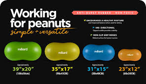Milliard Peanut Ball Variety Pack Approximate Sizes Green 39x20 Inch 100x50cm And Blue 31x15 Inch 80x40cm Physio Roll