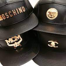 Custom 24k Gold Plated Designer Leather 5 Panel By Fashionpassionjunkie Moschino Versace Chanel Mcm Modecreationmunich M Leather Design Leather Versace