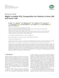 Maybe you would like to learn more about one of these? Pdf Highly Crystalline Wo 3 Nanoparticles Are Nontoxic To Stem Cells And Cancer Cells