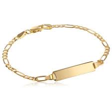 14k yellow gold baby id bracelet. Pori Jewelers 14k Solid Yellow Gold Figaro Chain Id Bracelet 6 7 Walmart Com Bracelet Box 14k Solid Gold Id Bracelets