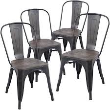 Edgemod Trattoria Side Chair With Elm Wood Seat In Bronze Set Of 4 Walmart Com In 2020 Metal Dining Chairs Side Chairs Dining Farmhouse Dining Chairs