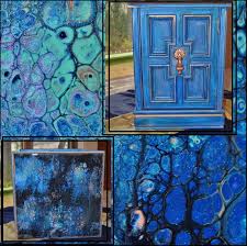 Acrylic Pour Painting On Furniture I Did A Flip Drag With Four Cups Of Paint With Black Negative Space And Then Pouring Painting Painting Abstract Painting