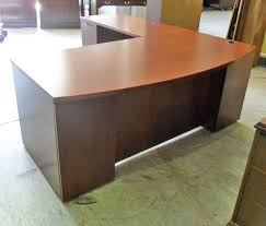 Executive L Shape Bowfront Desk In Reddish Mahogany Used Office Furniture Discount Furniture Affordable Furniture