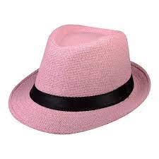 Pink Straw Fedora Gangster Hat With Black Band Straw Fedora Fedora Hats