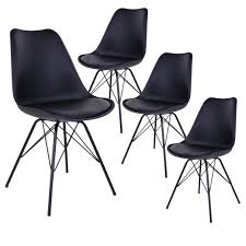 Chaise design bimatière noir et bois foncé fluffy. Haga Lot De 4 Chaises Noires Avec Pietement Metallique Altobuy Fr