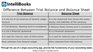 difference between trial balance and sheet by intellibooks in 2021 general ledger how to understand a company