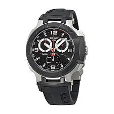 Stainless steel case, white dial, magnified date at the 3 o'clock position, small seconds at the 6 o'clock position, minutes for the chronograph at the 10 o'clock and hours at the 2 o'clock position, tachymeter sale on the outer. Tissot Men S T0484172705700 T Race Black Chronograph Dial Watch 101 Best Watch Brands