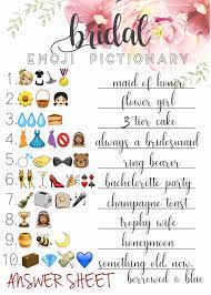 Bridal Shower Game Emoji Pictionary Guessing Game With Answer Key From The North Purple Bridal Shower Bridal Shower Activities Bridal Shower Planning