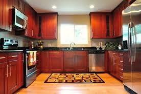 Cherry Shaker Cabinet Red Oak Hardwood Floor Black Galaxy Granite Counter Tile Backsplash Yel Hardwood In Kitchen White Kitchen Oak Floor Kitchen Flooring