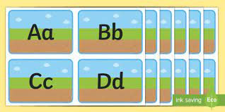 This is a fabulous printable alphabet flashcard set that has an uppercase, lowercase, picture, and word on each flashcard. Ground Grass Sky Upper And Lowercase Alphabet Flashcards