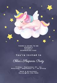 Unicorn Birthday Invitation Card Template Free Unicorn Fun Sleepover Party Invitation Template Free Greetings Island Party Invite Template Unicorn Birthday Invitations Unicorn Invitations