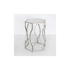 Worlds Away Morroco S Hexagonal Side Table In Silver Leaf Silver Side Table Mirrored Side Tables Side Table