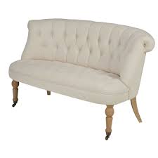 Divanetto Imbottito 2 Posti Con Rotelle Beige In Cotone Constantin Maisons Du Monde Banquette Capitonnee Banquette Capitonne