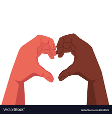 Interracial hand forming heart Royalty Free Vector Image
