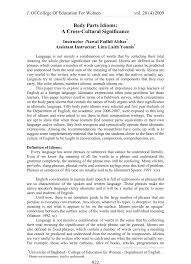 Body parts idioms with pictures. Pdf Body Parts Idioms A Cross Cultural Significance