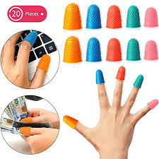 20 Pieces Rubber Fingers Tip Pads Grips For Money Counting Collating Writing Sorting Task Hot Glue And Sport Games Thick Reusable Protector Assorted