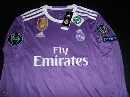A football jersey modelled after the original real madrid away kit. Real Madrid Away Jersey Kit 2016 17 Ronaldo Long Sleeve Champions League Ucl Cr7 1866975647