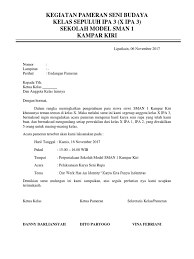 Sehubung dengan acara pentas seni tahunan yang akan diselenggarakan oleh sma negeri 1 padang pada tanggal 5 mei 2018. Undangan Pameran