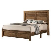 The deluxe queen panel bed features a headboard and footboard, crafted from pine wood with a burnt natural finish. Rustic Lodge Beds You Ll Love In 2021 Wayfair