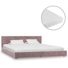Die hypoallergene matratze sorgt nicht nur bei allergikern für nächtliches wohlbefinden. Vidaxl Bett Mit Matratze Rosa Samt 160 200 Cm Gitoparts