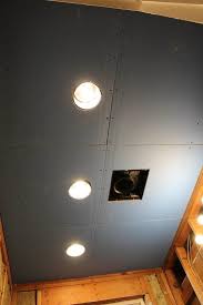 When installing recessed lighting in an existing ceiling, a hole is cut in the ceiling that exactly fits the profile of a special remodeling can to keep from damaging the surrounding drywall. Main Floor Bath Closing Up The Ceiling Terrific Broth