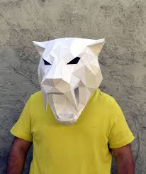 Make Your Own Geometric Animal Mask Tiger Mask Animal Masks Cardboard Mask
