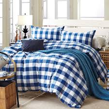 The ticking striped pattern makes it all more enjoyable and pleasant to the eyes. Blue White Checkered Washed Cotton Duvet Cover Bedding Set For Adult U Rest Your Time