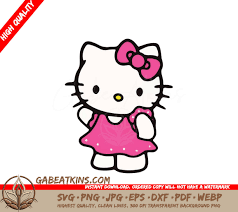 A Drawing Of Hello Kitty Wearing A Pink Dress SVG - Hello Kitty - Pink
