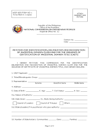 Rules on delineation and recognition of ancestral domains and ancestral lands of 2020 and other processes. Ncip Ado Form Ad 1 Government Politics