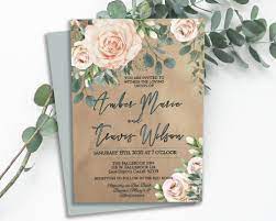 Rustic Wedding Invitation Blush Pink Peach Floral Wedding Etsy Blush Wedding Invitations Blush Pink Wedding Invitations Wedding Invitations Rustic