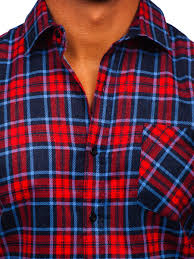 Men S Long Sleeve Chckered Flannel Shirt Red Bolf F7 Red