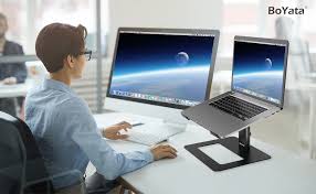 Boyata sent me their affordable folding laptop stand for review. Amazon Com Laptop Stand Boyata Ergonomic Aluminum Height Adjustable Computer Stand Laptop Holder For Desk Compatible With Macbook Pro Air Dell Lenovo Hp Samsung More Laptops 11 17 Office Products