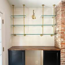 Brass and glass kitchen shelves. French Bistro Glass And Brass Bar Shelves Custom Etsy