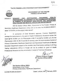Director general health services punjab dr haroon jahangir, additional secretary technical dr asim altaf, irfan mehmin, additional secretary development dr saeed ghuman, dr shehnaz, dr khalid. Notification Regarding Health Professional Allowance To The Pharmacists