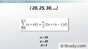 Therefore, the known values that we will substitute in the arithmetic formula are. The Sum Of The First N Terms Of An Arithmetic Sequence Video Lesson Transcript Study Com