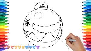 How To Draw Super Mario Odyssey Chain Chomp 9 Drawing Coloring Pages For Kids Youtube