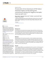 Pdf Prosecution Of Non Disclosure Of Hiv Status Potential