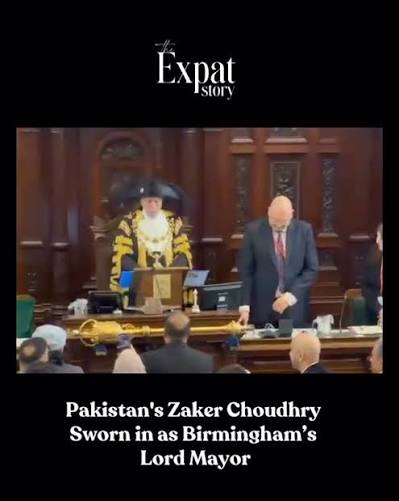 From Birmingham’s city hall to history books — Pakistani-origin Zaker  Choudhry takes office as Lord Mayor., Video via X / Faseeh Ijaz