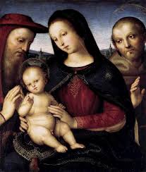 The madonna and child enthroned with saints (young baptist and saints peter, catherine, lucy, and paul), also known as the colonna altarpiece, is a painting by the italian high renaissance artist raphael, executed c. Madonna With Child And Saints By Raphael Sanzio