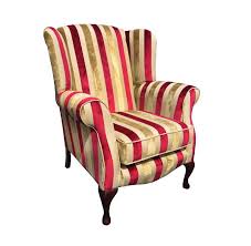 Queen Anne Chair In Red And Gold Stripe Fabric Visit Our Website To View This Chair In Various Fabrics Www Drumbristonfurnit Queen Anne Chair Furniture Chair