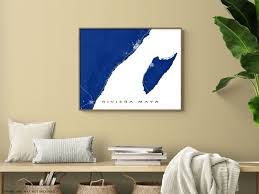 Riviera Maya Map Art Print, Mexico, Playa Del Carmen, Tulum, Cozumel,  Caribbean Poster Maps
