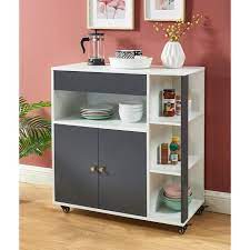 Pour cette idée de rangement des accessoires de. Max Desserte De Cuisine De Style Contemporain Coloris Blanc Et Gris Cdiscount Maison
