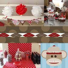 Sock Monkey Full Printable Party Decor For Birthday Or Baby Shower Diy Decorations By Bee Sock Monkey Party Sock Monkey Party Decorations Diy Party Decorations