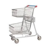 Carrinho de Compras de Supermercado com Rodas em Duas Camadas por Atacado