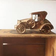 Copper Tone Sculptured Stamped Metal Car Model Music Box Old Etsy Metal Stamping Vintage Copper Cars Music