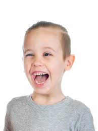 Ung Søt Smilende Jente Med Grå Blå Øyne Langt Brunt